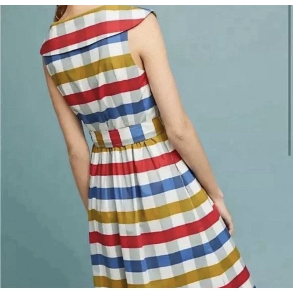 Maeve Cricket Club Fit & Flare Dress Sz 4 Cotton Gingham Belted Anthropologie
